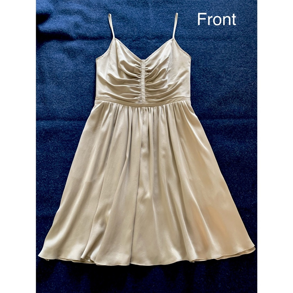 Silk Banana Republic Women’s Flowy Silver-Taupe Midi Dress with pockets